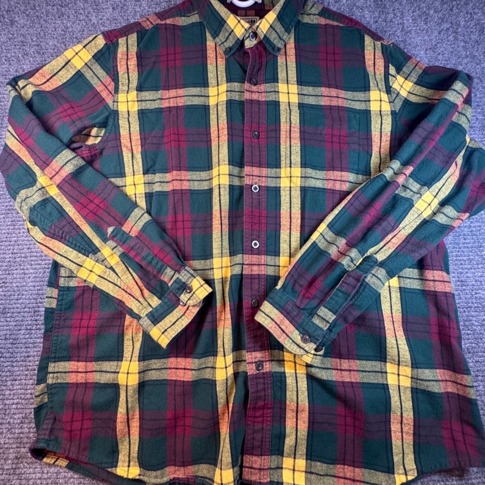 LLBean Mens Traditional Fit Flannel Shirt Plaid Long Sleeve XL Reg Cotton‎